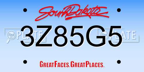 3Z85G5 South Dakota License Plate
