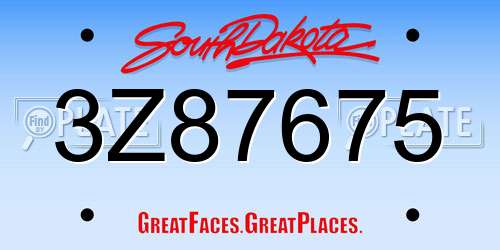 3Z87675 South Dakota License Plate