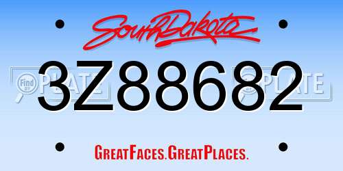 3Z88682 South Dakota License Plate