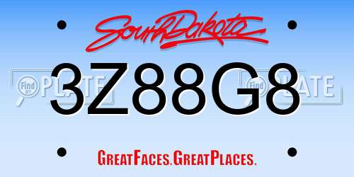 3Z88G8 South Dakota License Plate
