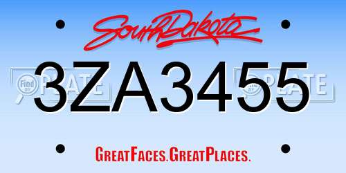 3ZA3455 South Dakota License Plate
