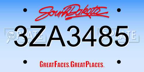 3ZA3485 South Dakota License Plate