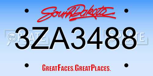 3ZA3488 South Dakota License Plate