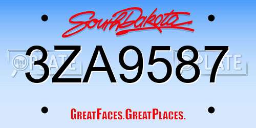 3ZA9587 South Dakota License Plate