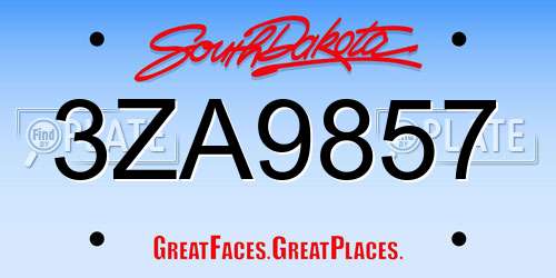 3ZA9857 South Dakota License Plate