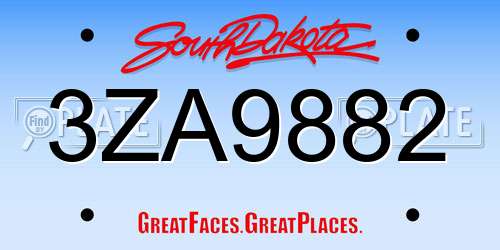 3ZA9882 South Dakota License Plate