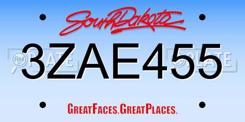 3ZAE455 South Dakota License Plate