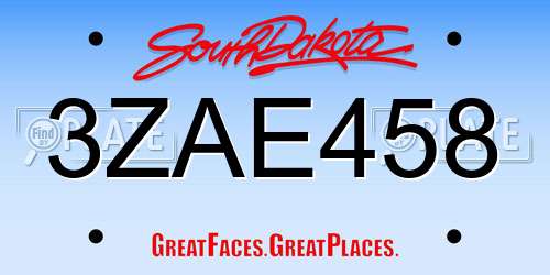 3ZAE458 South Dakota License Plate