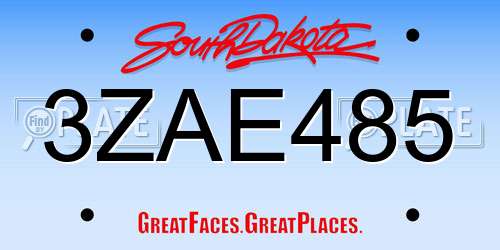 3ZAE485 South Dakota License Plate