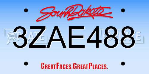 3ZAE488 South Dakota License Plate