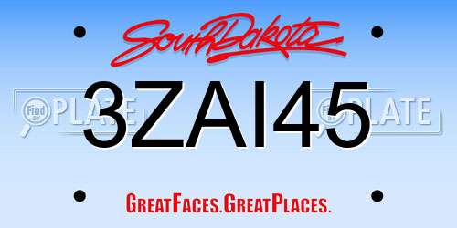 3ZAI45 South Dakota License Plate