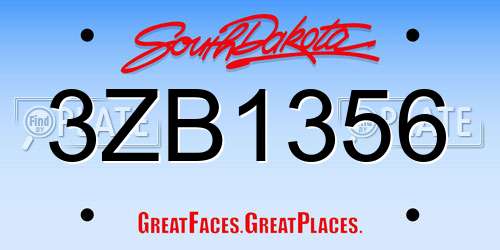 3ZB1356 South Dakota License Plate