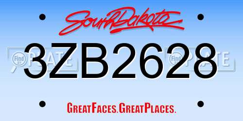 3ZB2628 South Dakota License Plate