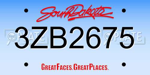 3ZB2675 South Dakota License Plate