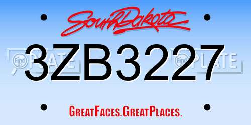 3ZB3227 South Dakota License Plate