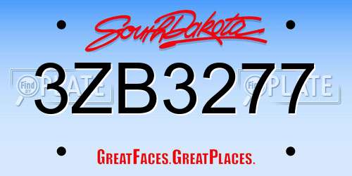 3ZB3277 South Dakota License Plate