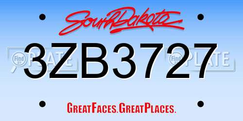 3ZB3727 South Dakota License Plate