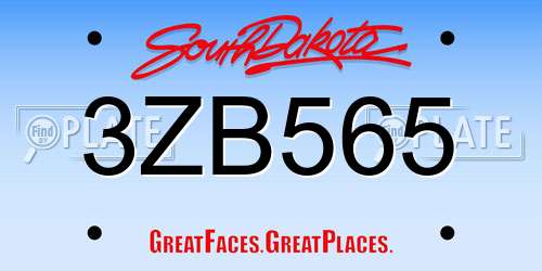 3ZB565 South Dakota License Plate