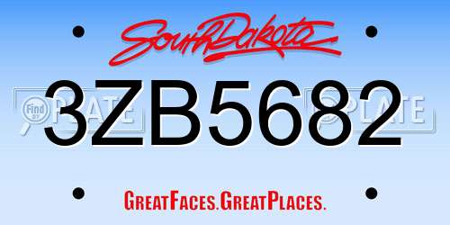 3ZB5682 South Dakota License Plate