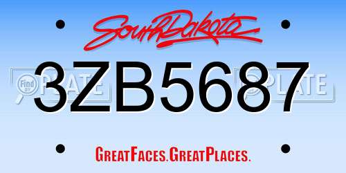 3ZB5687 South Dakota License Plate