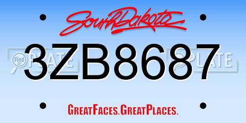 3ZB8687 South Dakota License Plate