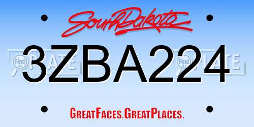 3ZBA224 South Dakota License Plate