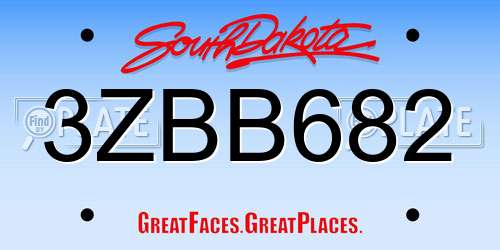 3ZBB682 South Dakota License Plate