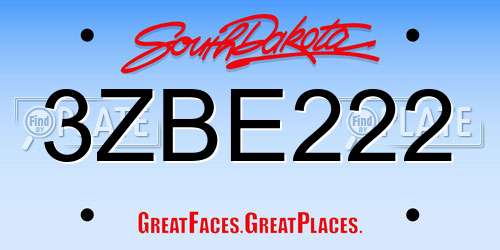 3ZBE222 South Dakota License Plate