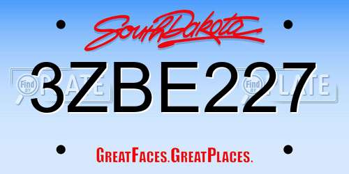 3ZBE227 South Dakota License Plate