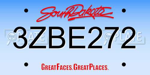 3ZBE272 South Dakota License Plate