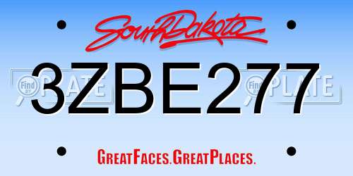 3ZBE277 South Dakota License Plate