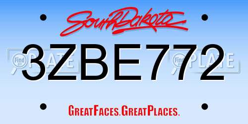 3ZBE772 South Dakota License Plate