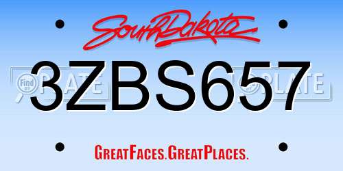 3ZBS657 South Dakota License Plate