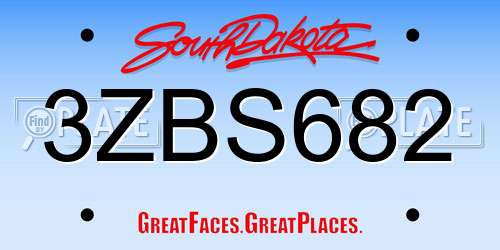 3ZBS682 South Dakota License Plate