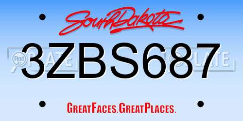 3ZBS687 South Dakota License Plate