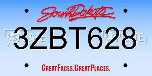 3ZBT628 South Dakota License Plate