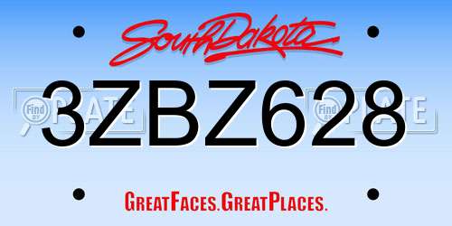3ZBZ628 South Dakota License Plate