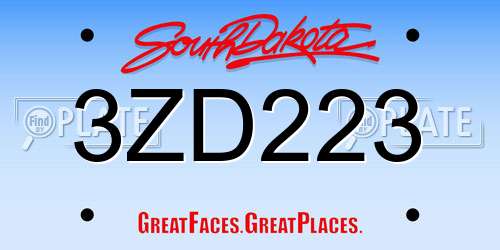 3ZD223 South Dakota License Plate