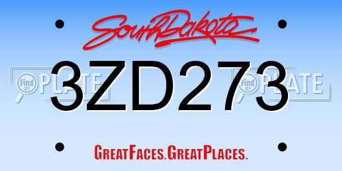 3ZD273 South Dakota License Plate