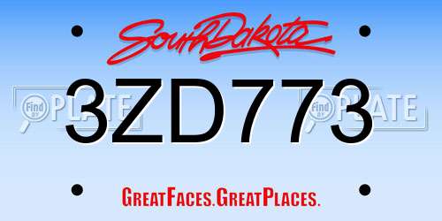 3ZD773 South Dakota License Plate