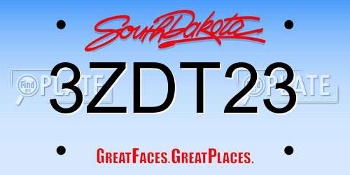 3ZDT23 South Dakota License Plate