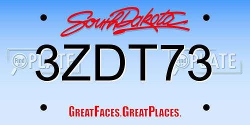 3ZDT73 South Dakota License Plate