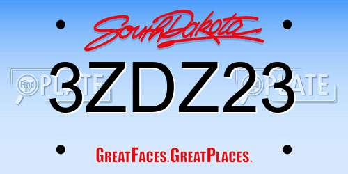 3ZDZ23 South Dakota License Plate