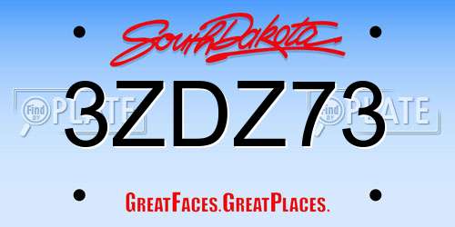 3ZDZ73 South Dakota License Plate