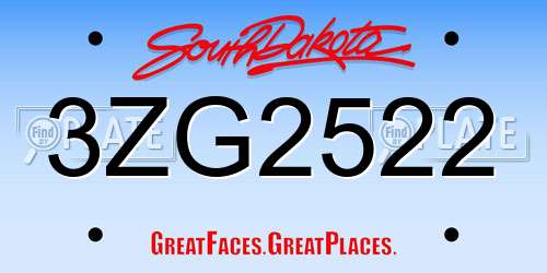 3ZG2522 South Dakota License Plate