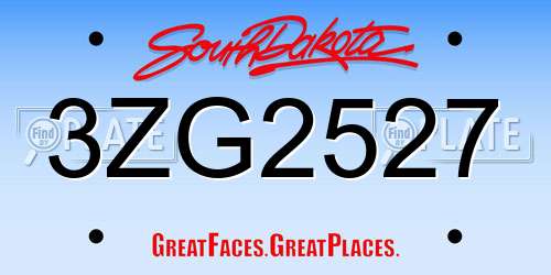 3ZG2527 South Dakota License Plate