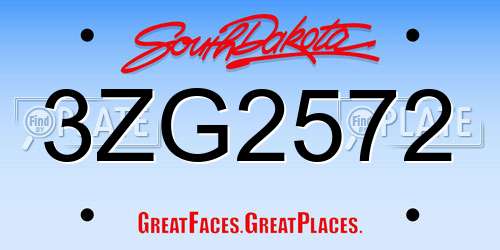 3ZG2572 South Dakota License Plate
