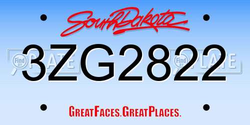 3ZG2822 South Dakota License Plate