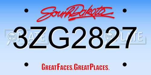 3ZG2827 South Dakota License Plate