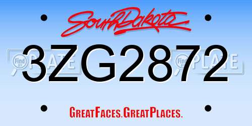 3ZG2872 South Dakota License Plate